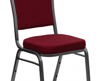 BLNK™ HERCULES Series Fabric Crown Back Stacking Banquet Chair with Silver Vein Frame - Burgundy