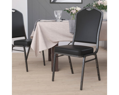 BLNK HERCULES Series Vinyl Crown Back Stacking Banquet Chair with Silver Vein Frame