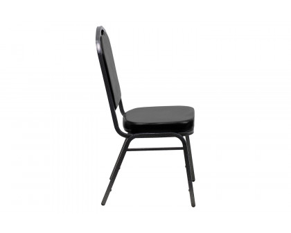 BLNK HERCULES Series Vinyl Crown Back Stacking Banquet Chair with Silver Vein Frame - Black