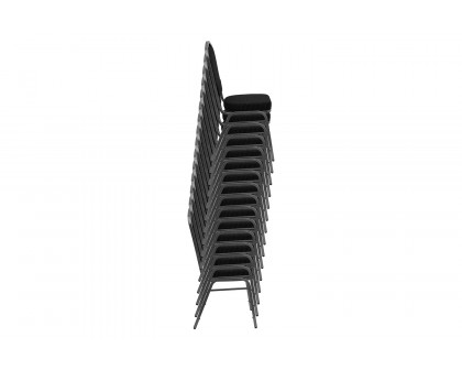 BLNK HERCULES Series Vinyl Crown Back Stacking Banquet Chair with Silver Vein Frame - Black