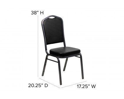 BLNK HERCULES Series Vinyl Crown Back Stacking Banquet Chair with Silver Vein Frame - Black