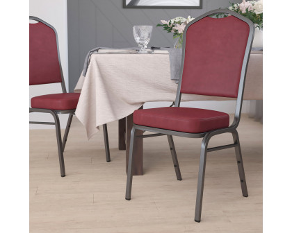 BLNK HERCULES Series Vinyl Crown Back Stacking Banquet Chair with Silver Vein Frame