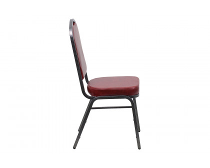 BLNK™ HERCULES Series Vinyl Crown Back Stacking Banquet Chair with Silver Vein Frame - Burgundy