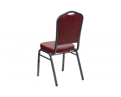 BLNK™ HERCULES Series Vinyl Crown Back Stacking Banquet Chair with Silver Vein Frame - Burgundy