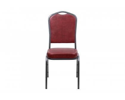 BLNK™ HERCULES Series Vinyl Crown Back Stacking Banquet Chair with Silver Vein Frame - Burgundy