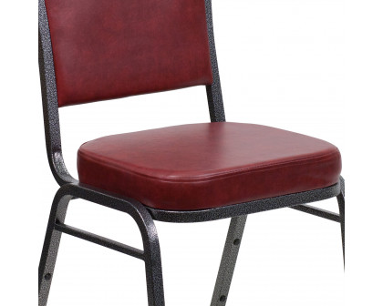 BLNK™ HERCULES Series Vinyl Crown Back Stacking Banquet Chair with Silver Vein Frame - Burgundy