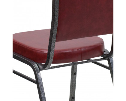 BLNK™ HERCULES Series Vinyl Crown Back Stacking Banquet Chair with Silver Vein Frame - Burgundy