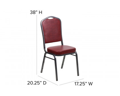 BLNK™ HERCULES Series Vinyl Crown Back Stacking Banquet Chair with Silver Vein Frame - Burgundy