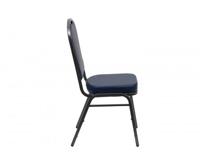 BLNK HERCULES Series Vinyl Crown Back Stacking Banquet Chair with Silver Vein Frame - Navy