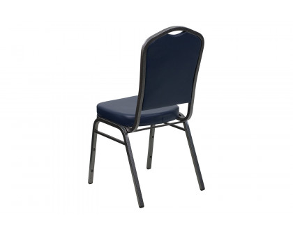 BLNK HERCULES Series Vinyl Crown Back Stacking Banquet Chair with Silver Vein Frame - Navy