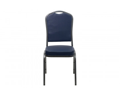 BLNK HERCULES Series Vinyl Crown Back Stacking Banquet Chair with Silver Vein Frame - Navy