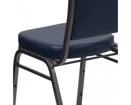 BLNK HERCULES Series Vinyl Crown Back Stacking Banquet Chair with Silver Vein Frame - Navy