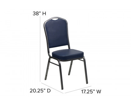 BLNK HERCULES Series Vinyl Crown Back Stacking Banquet Chair with Silver Vein Frame - Navy