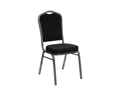 BLNK™ HERCULES Series Fabric Crown Back Stacking Banquet Chair with Silver Vein Frame - Black Dot Patterned