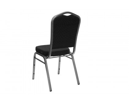 BLNK™ HERCULES Series Fabric Crown Back Stacking Banquet Chair with Silver Vein Frame - Black Dot Patterned