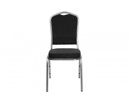 BLNK™ HERCULES Series Fabric Crown Back Stacking Banquet Chair with Silver Vein Frame - Black Dot Patterned