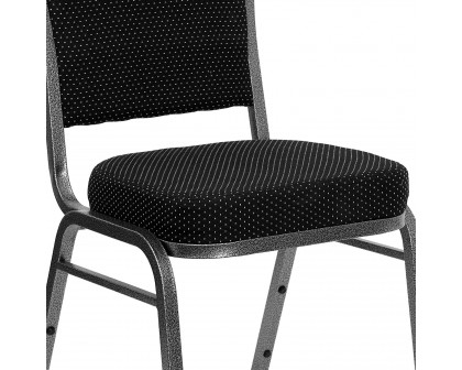 BLNK™ HERCULES Series Fabric Crown Back Stacking Banquet Chair with Silver Vein Frame - Black Dot Patterned