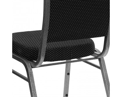 BLNK™ HERCULES Series Fabric Crown Back Stacking Banquet Chair with Silver Vein Frame - Black Dot Patterned