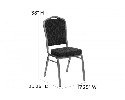 BLNK™ HERCULES Series Fabric Crown Back Stacking Banquet Chair with Silver Vein Frame - Black Dot Patterned