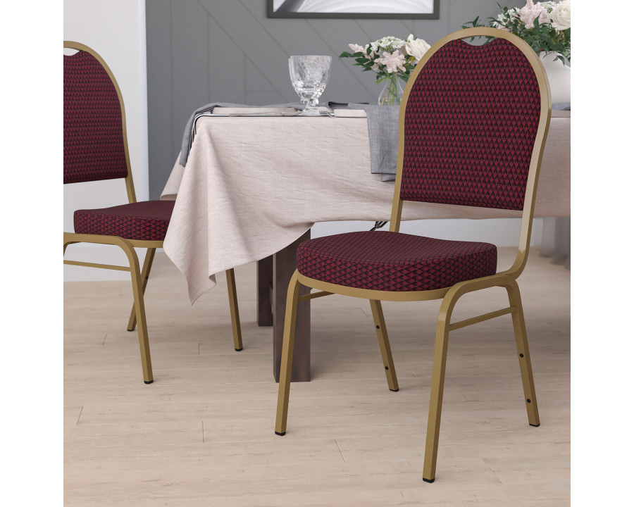 BLNK HERCULES Series Fabric Dome Back Stacking Banquet Chair with Gold Frame