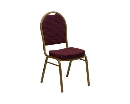 BLNK™ HERCULES Series Fabric Dome Back Stacking Banquet Chair with Gold Frame - Burgundy Patterned