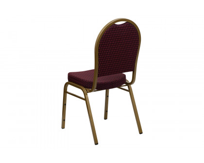 BLNK™ HERCULES Series Fabric Dome Back Stacking Banquet Chair with Gold Frame - Burgundy Patterned