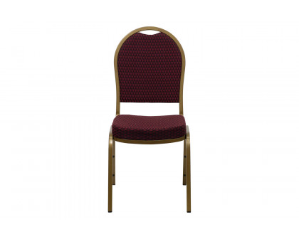 BLNK™ HERCULES Series Fabric Dome Back Stacking Banquet Chair with Gold Frame - Burgundy Patterned