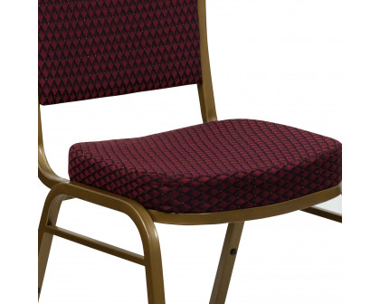 BLNK™ HERCULES Series Fabric Dome Back Stacking Banquet Chair with Gold Frame - Burgundy Patterned