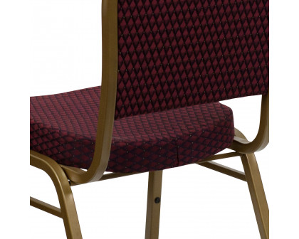 BLNK™ HERCULES Series Fabric Dome Back Stacking Banquet Chair with Gold Frame - Burgundy Patterned