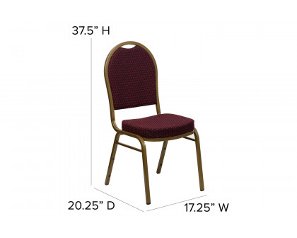 BLNK™ HERCULES Series Fabric Dome Back Stacking Banquet Chair with Gold Frame - Burgundy Patterned