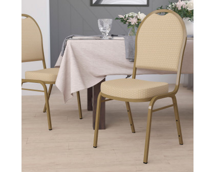 BLNK HERCULES Series Fabric Dome Back Stacking Banquet Chair with Gold Frame