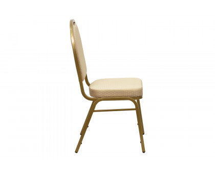 BLNK™ HERCULES Series Fabric Dome Back Stacking Banquet Chair with Gold Frame - Beige Patterned