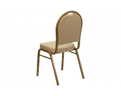 BLNK™ HERCULES Series Fabric Dome Back Stacking Banquet Chair with Gold Frame - Beige Patterned