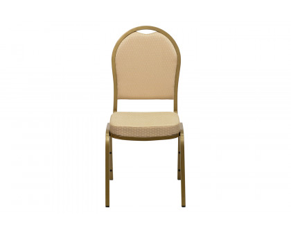 BLNK™ HERCULES Series Fabric Dome Back Stacking Banquet Chair with Gold Frame - Beige Patterned