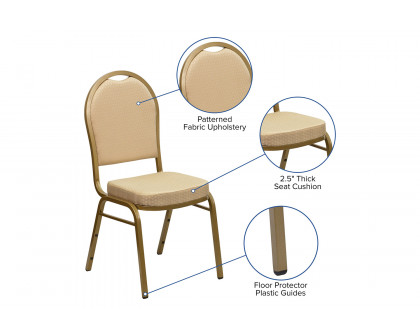 BLNK™ HERCULES Series Fabric Dome Back Stacking Banquet Chair with Gold Frame - Beige Patterned