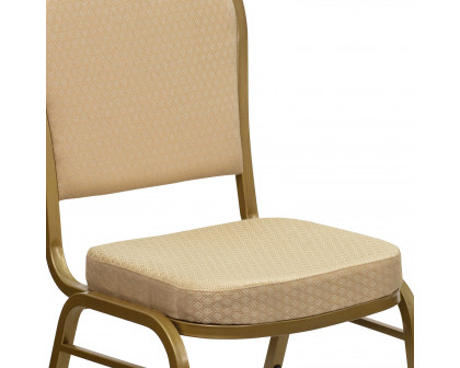 BLNK™ HERCULES Series Fabric Dome Back Stacking Banquet Chair with Gold Frame - Beige Patterned