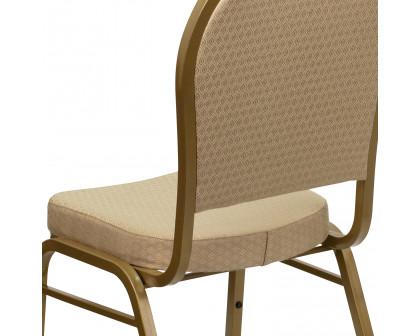 BLNK™ HERCULES Series Fabric Dome Back Stacking Banquet Chair with Gold Frame - Beige Patterned