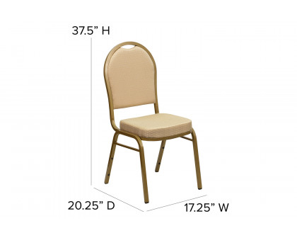 BLNK™ HERCULES Series Fabric Dome Back Stacking Banquet Chair with Gold Frame - Beige Patterned