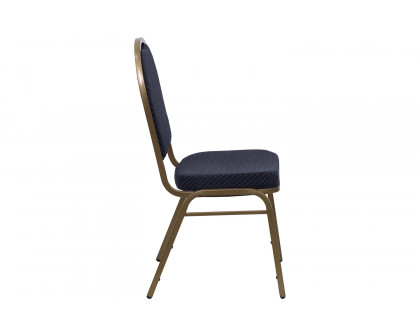 BLNK™ HERCULES Series Fabric Dome Back Stacking Banquet Chair with Gold Frame - Navy Patterned