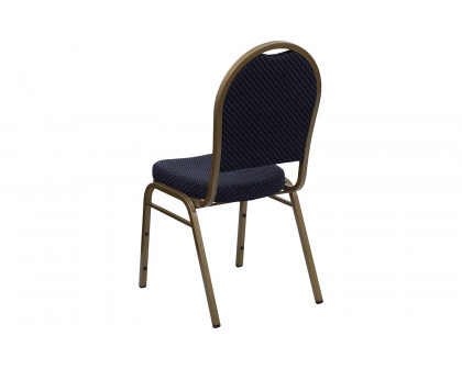 BLNK™ HERCULES Series Fabric Dome Back Stacking Banquet Chair with Gold Frame - Navy Patterned