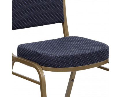 BLNK™ HERCULES Series Fabric Dome Back Stacking Banquet Chair with Gold Frame - Navy Patterned