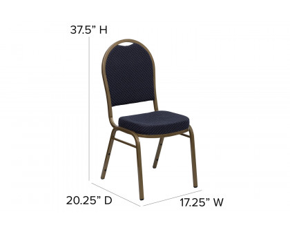 BLNK™ HERCULES Series Fabric Dome Back Stacking Banquet Chair with Gold Frame - Navy Patterned