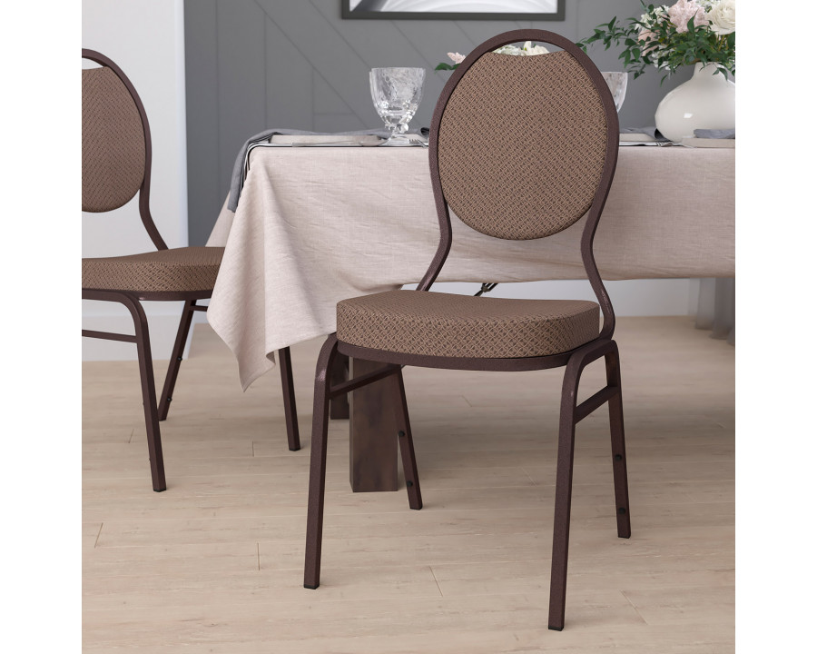 BLNK HERCULES Series Fabric Teardrop Back Stacking Banquet Chair - Brown