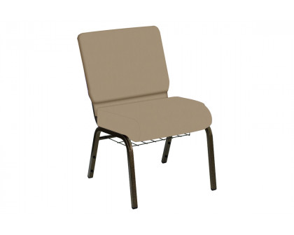 BLNK HERCULES Series Church Chair in E-Z Wallaby Vinyl with Gold Vein Frame