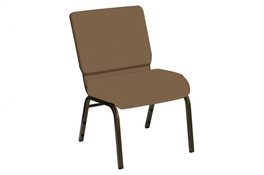 BLNK™ HERCULES Series Church Chair in E-Z Wallaby Vinyl with Gold Vein Frame - Taupe, 21"W