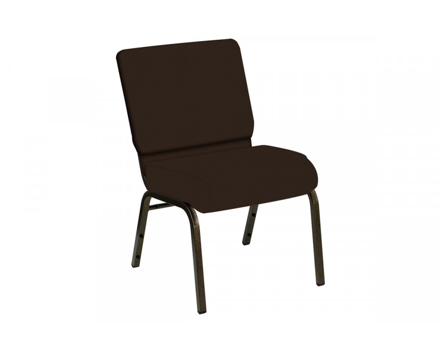 BLNK HERCULES Series Church Chair in E-Z Wallaby Vinyl with Gold Vein Frame - Espresso, 21"W