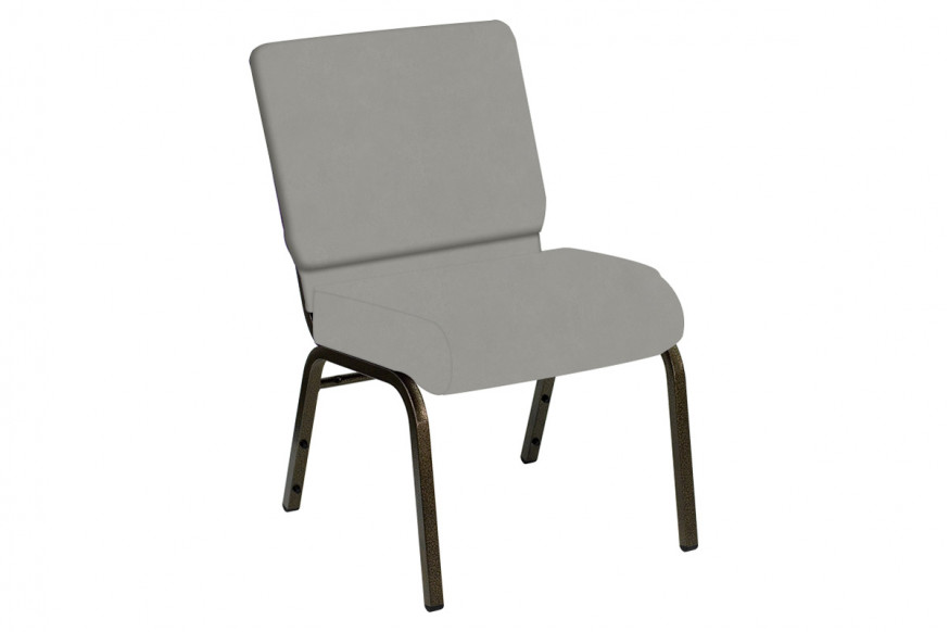 BLNK™ HERCULES Series Church Chair in E-Z Wallaby Vinyl with Gold Vein Frame - Gray, 21"W