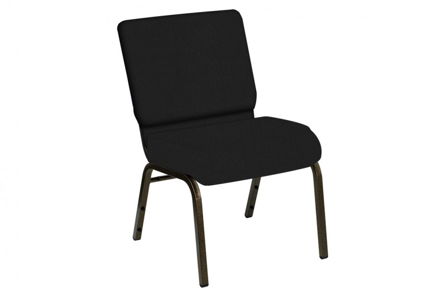 BLNK™ HERCULES Series Church Chair in E-Z Oxen Vinyl with Gold Vein Frame - Black, 21"W