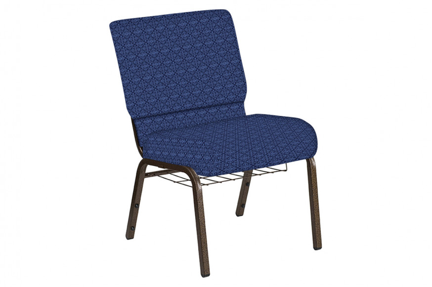 BLNK™ Church Chair in Abbey with Gold Vein Frame - Navy, 21"W, with Book Rack