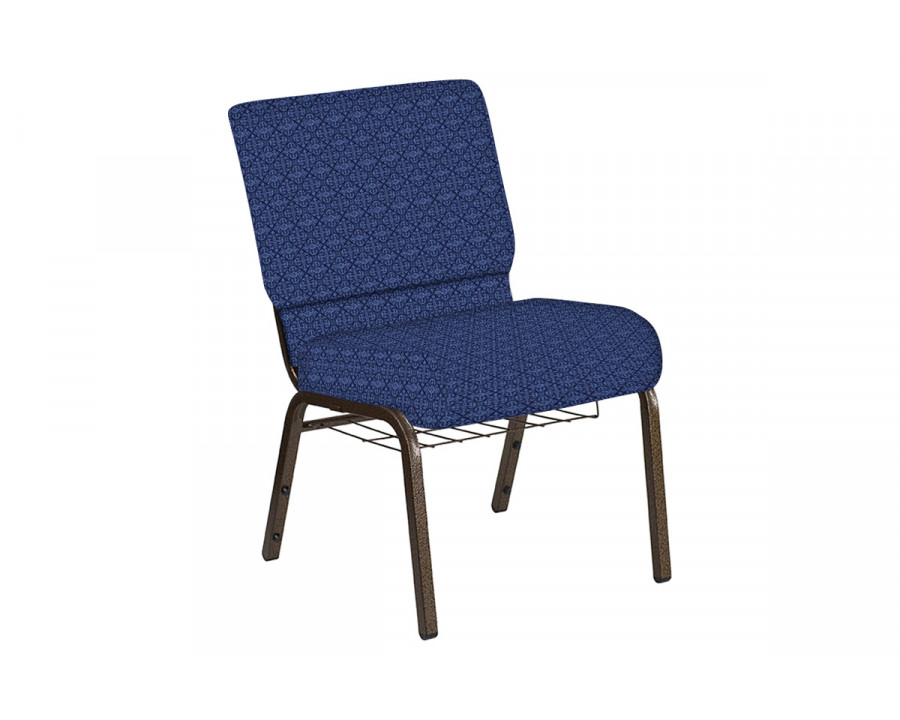 BLNK Church Chair in Abbey with Gold Vein Frame - Navy, 21"W, with Book Rack